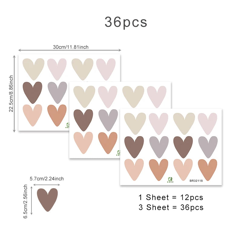 Heart Shape Boho Style Wall Stickers