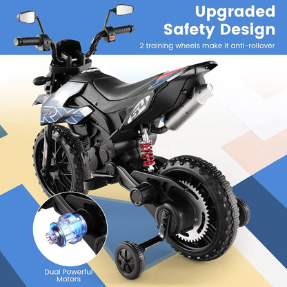 12V Electric Kid Dirt Bike for Boys, Battery Powered Motorcycle for Kids, Off Road Motorbike Toy 4Mph-Blue