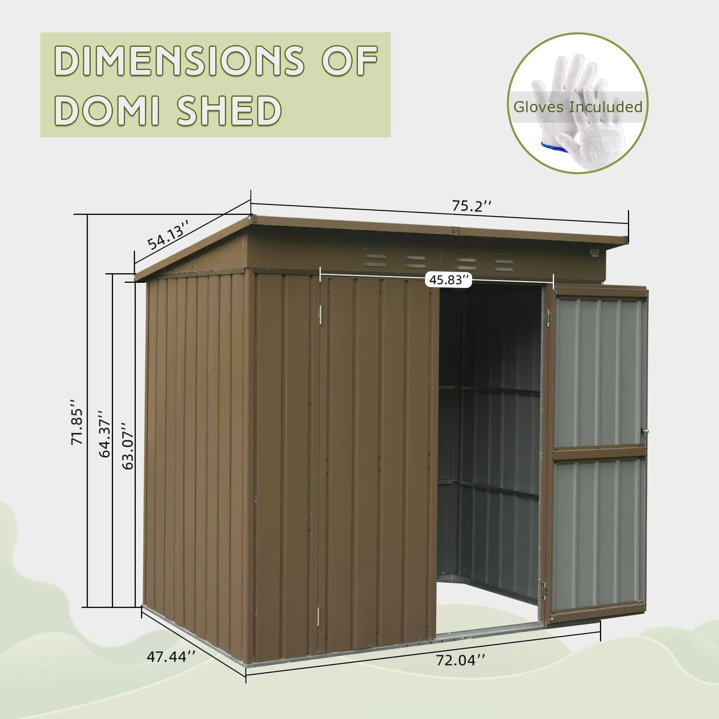 Outdoor Storage Shed 6x4 FT, Metal Tool Sheds Storage House with Lockable Double Door, Large Bike Shed Waterproof for Garden, Backyard, Lawn