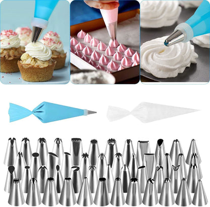 Cake Decorating Supplies Kit, 206 PCS Baking Set for Beginners With Cake Turntable Stand Rotating Turntable,Russian Piping Tips Set, Cake Baking Supplies for Cake Lovers