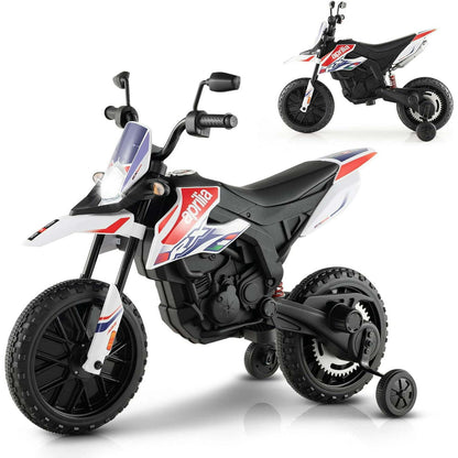 12V Electric Kid Dirt Bike for Boys, Battery Powered Motorcycle for Kids, Off Road Motorbike Toy 4Mph-White