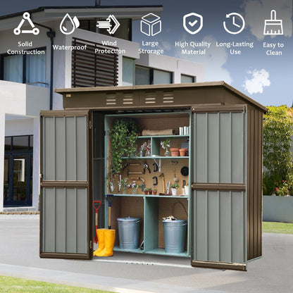 Outdoor Storage Shed 6x4 FT, Metal Tool Sheds Storage House with Lockable Double Door, Large Bike Shed Waterproof for Garden, Backyard, Lawn