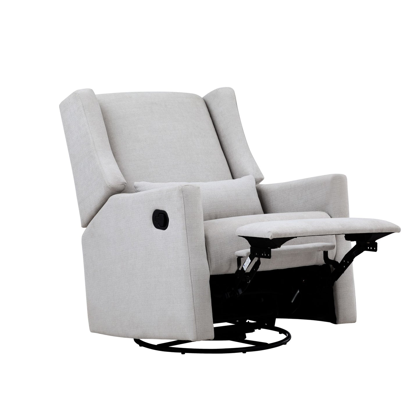 Pronto Swivel Glider Recliner with Pillow Blanco Fabric