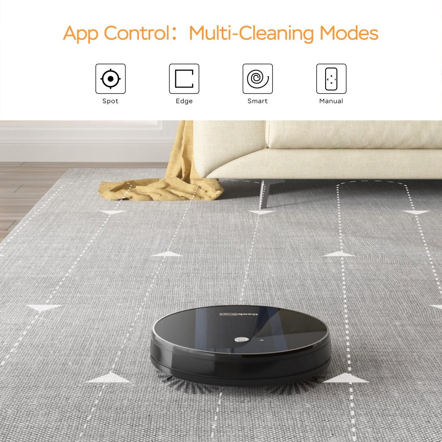 Geek Smart Robot Vacuum Cleaner G6;  Ultra-Thin;  1800Pa Strong Suction;  Automatic Self-Charging;  App Control;  Custom Cleaning;  Great for Hard Floors to Carpets(Banned From Selling On Amazon)