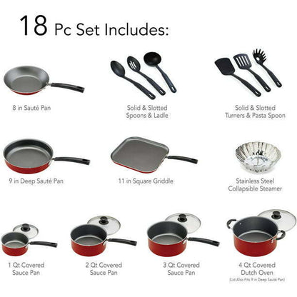 18-piece cookware set non-stick