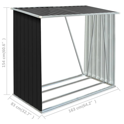 Garden Log Storage Shed Galvanized Steel 64.2"x32.7"x60.6" Anthracite