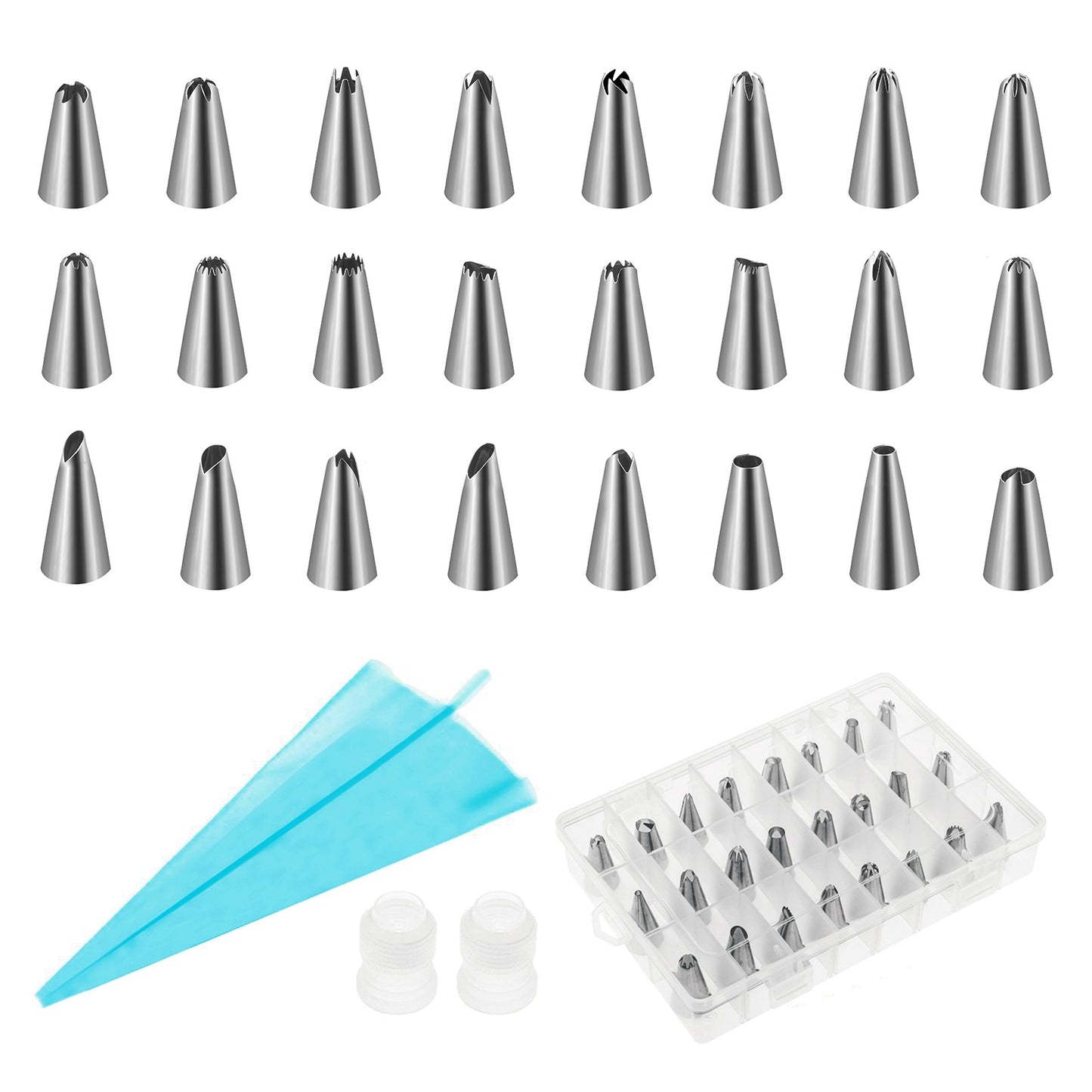 24Pcs Cake Decorating Supplies kit Stainless Steel DIY Baking Supplies Icing Tips