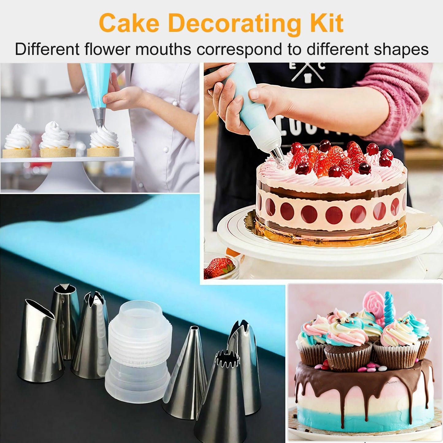 24Pcs Cake Decorating Supplies kit Stainless Steel DIY Baking Supplies Icing Tips