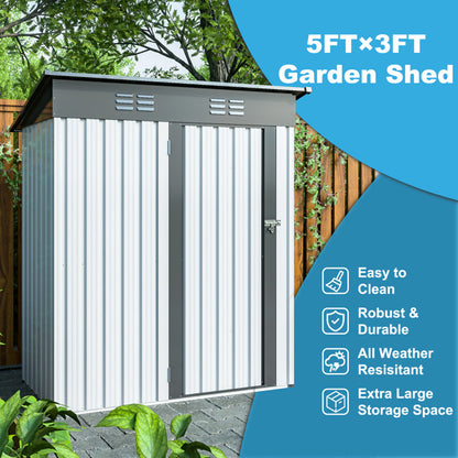 5 ft. W x 3 ft. D Garden Tool Storage Shed Outdoor Metal Shed