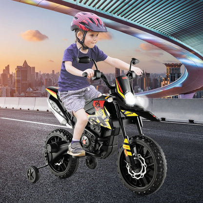 12V Electric Kid Dirt Bike for Boys, Battery Powered Motorcycle for Kids, Off Road Motorbike Toy 4Mph-Yellow