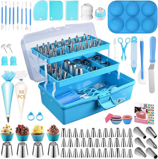 Cake Decorating Tools Supplies Kit: 236pcs Baking Accessories with Storage Case - Piping Bags and Icing Tips Set - Cupcake Cookie Frosting Fondant Bakery Set for Adults Beginners or Professional