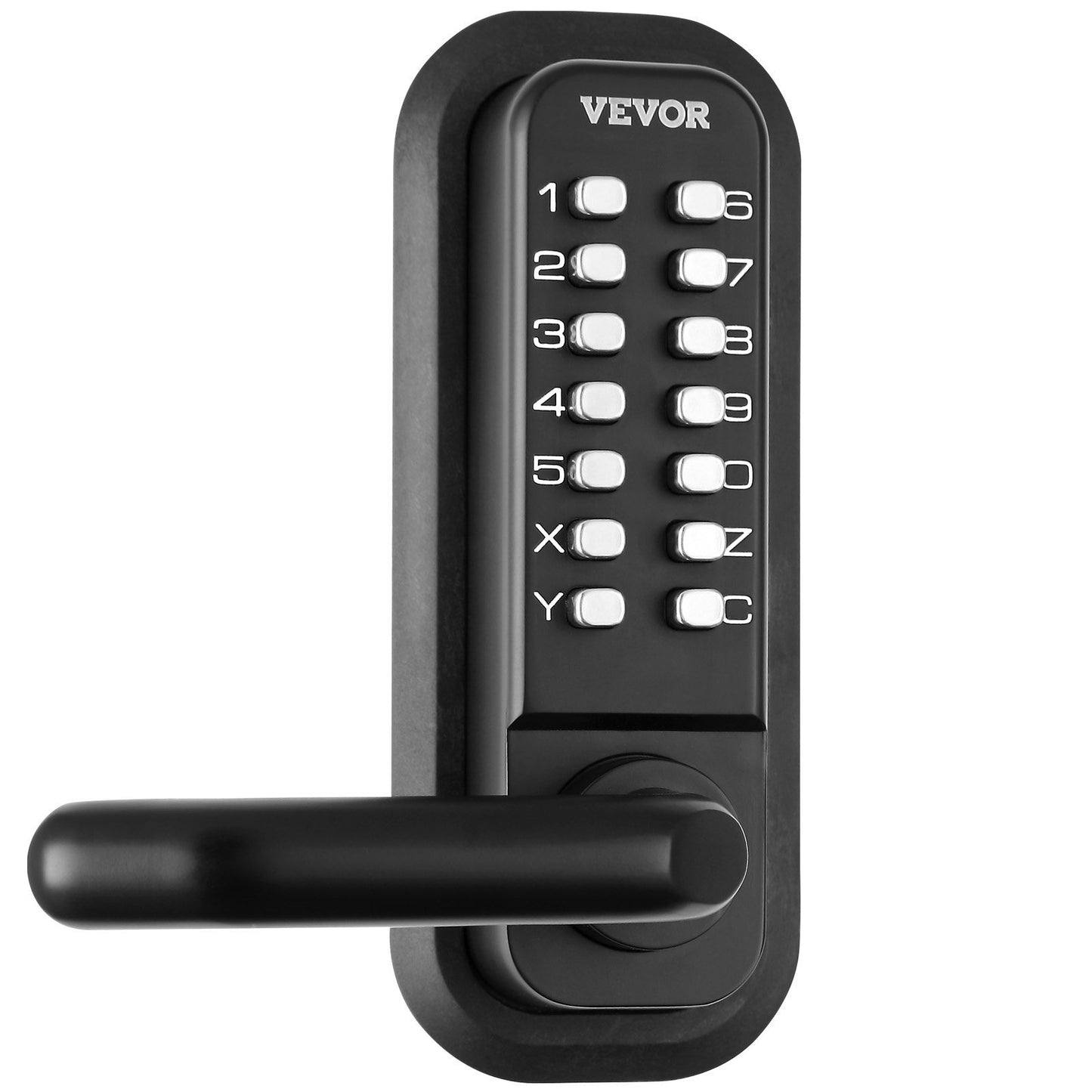 VEVOR Mechanical Keyless Entry Door Lock, 14 Digit Keypad, Embedded Outdoor Gate Door Locks Set with Keypad and Handle, Water-proof Zinc Alloy, Easy to Install, for Garden, Garage, Yard, Storage Shed