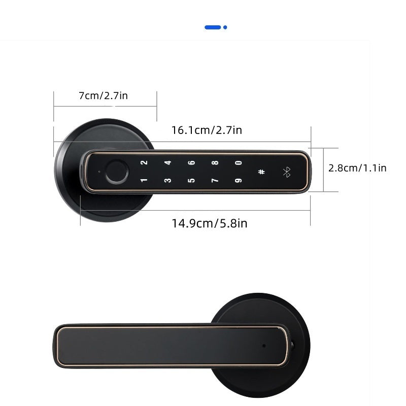 Tuya Fingerprint Door Lock with Lock Smart Fingerprint Door Handle with App Control and Key Biometric Door Lock, Fingerprint Door Lock for Bedroom, Front Door, Home, Apartment, Office and Garage Black