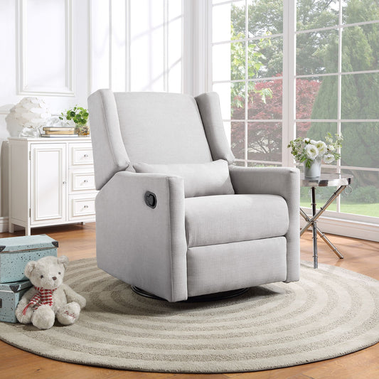Pronto Swivel Glider Recliner with Pillow Blanco Fabric