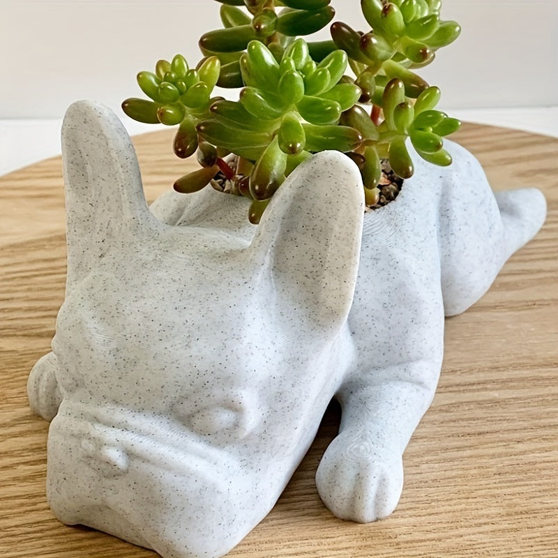 1pc Mini Resin PuppyFlower Pot, Succulent Planter, French Bulldog Shape Cute Bonsai Flower Pots, Cute Dog Flower Pots, Air Plant Holder, For Home Garden Office Desktop Decor (No Plants)