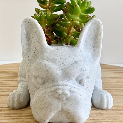 1pc Mini Resin PuppyFlower Pot, Succulent Planter, French Bulldog Shape Cute Bonsai Flower Pots, Cute Dog Flower Pots, Air Plant Holder, For Home Garden Office Desktop Decor (No Plants)