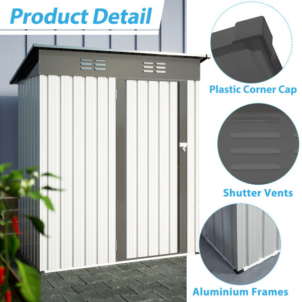 5 ft. W x 3 ft. D Garden Tool Storage Shed Outdoor Metal Shed