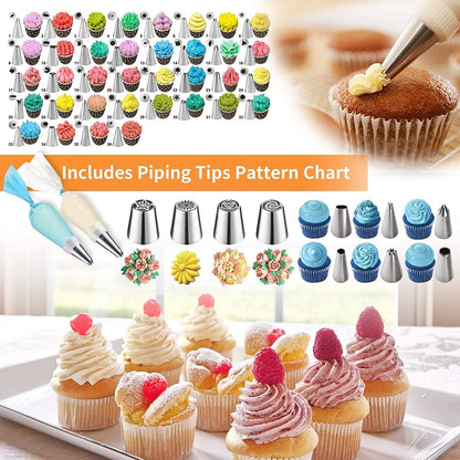 Cake Decorating Tools Supplies Kit: 236pcs Baking Accessories with Storage Case - Piping Bags and Icing Tips Set - Cupcake Cookie Frosting Fondant Bakery Set for Adults Beginners or Professional