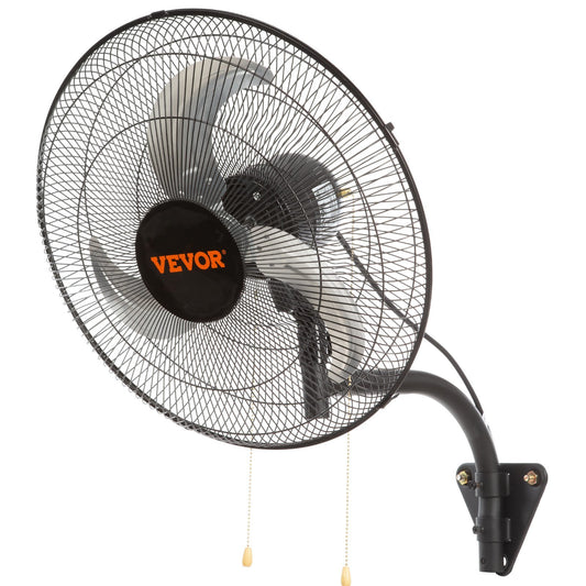 VEVOR Wall Mount Fan, 18 Inch, 3-speed High Velocity Max. 4000 CFM Oscillating Industrial Wall Fan, Commercial or Residential for Warehouse, Greenhouse, Workshop, Patio, Basement, Black, ETL Listed