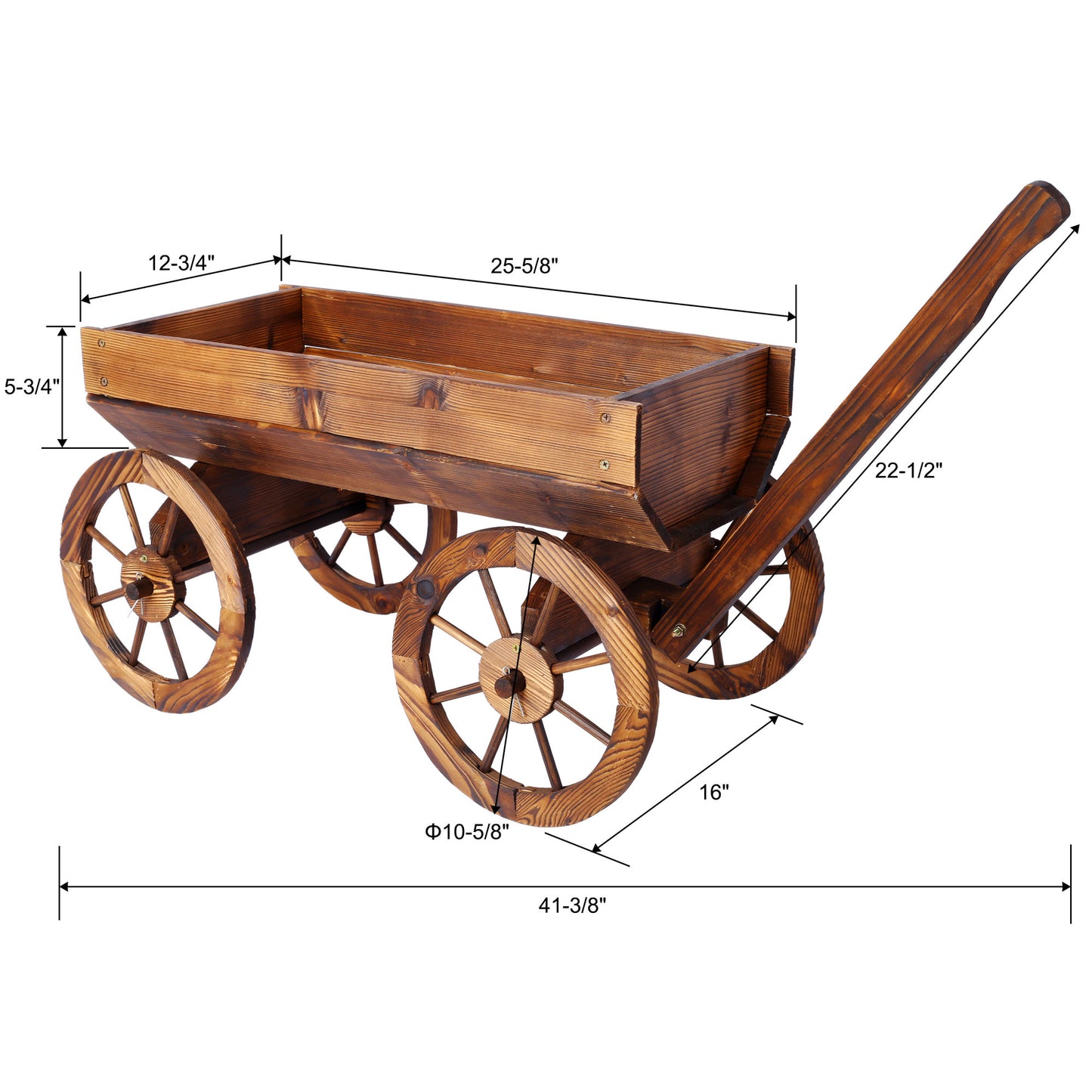 Wood Wagon Flower Planter Pot Stand W/Wheels Home Garden Outdoor Decor