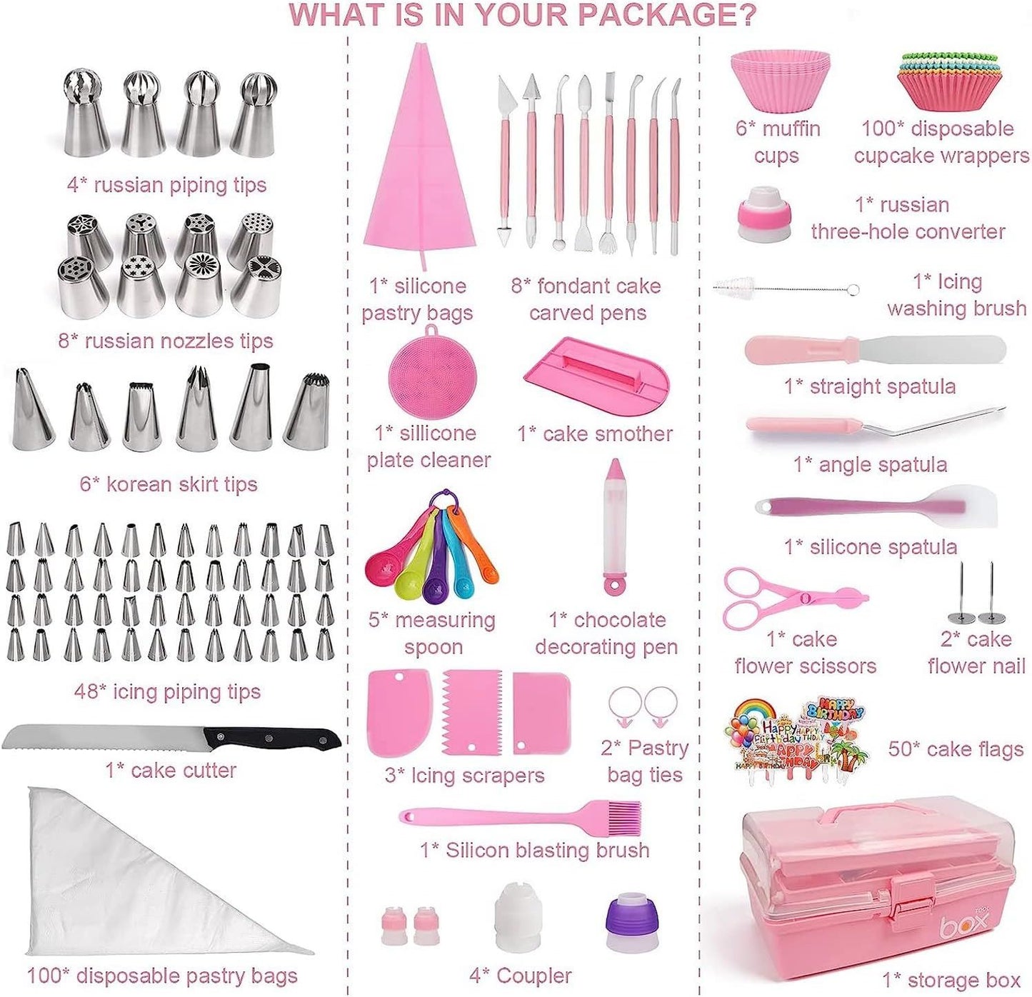 359PCs Cake Decorating Baking Supplies Kit, Baking Set with 66 Piping Tips, Icing Bags and Tips Set for Beginners,Baking Tools,Cupcake Decorating Kit